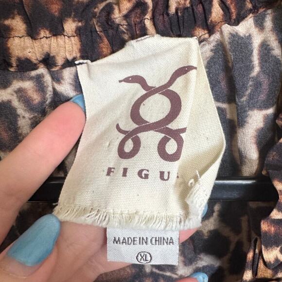 Figue Halima Top Cheetah Print Long Sleeve Smocked Blouse Tassels Silk Size XL - Picture 10 of 13